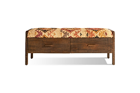 Barir Mango Wood Upholstered Storage Bench - Chocolate Brown-SEATING-Nkuku