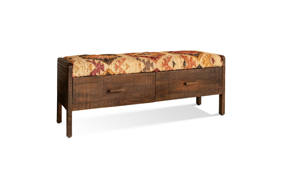 Barir Mango Wood Upholstered Storage Bench - Chocolate Brown-SEATING-Nkuku