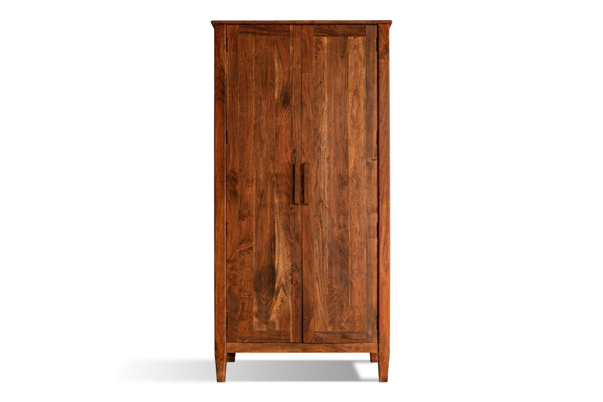 Anbu Acacia Wardrobe - Washed Walnut-BEDROOM FURNITURE-Nkuku