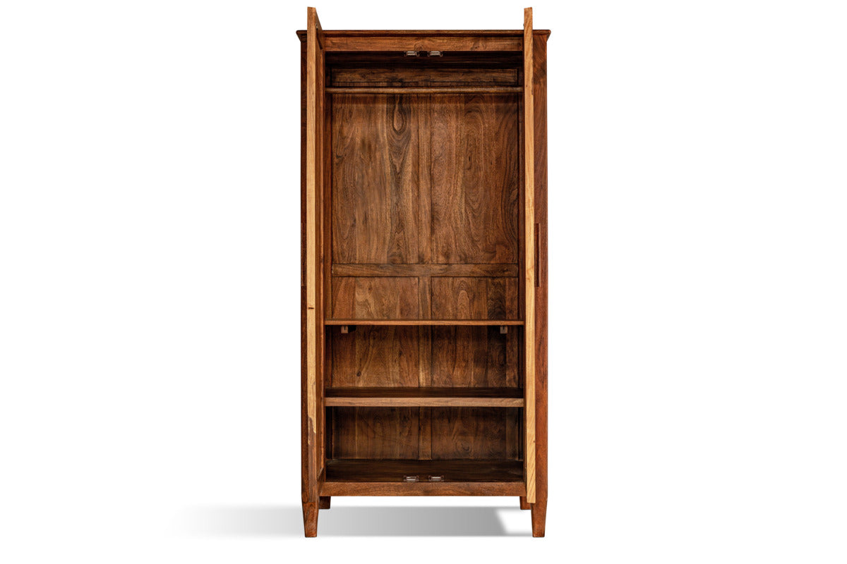 Anbu Acacia Wardrobe - Washed Walnut-BEDROOM FURNITURE-Nkuku