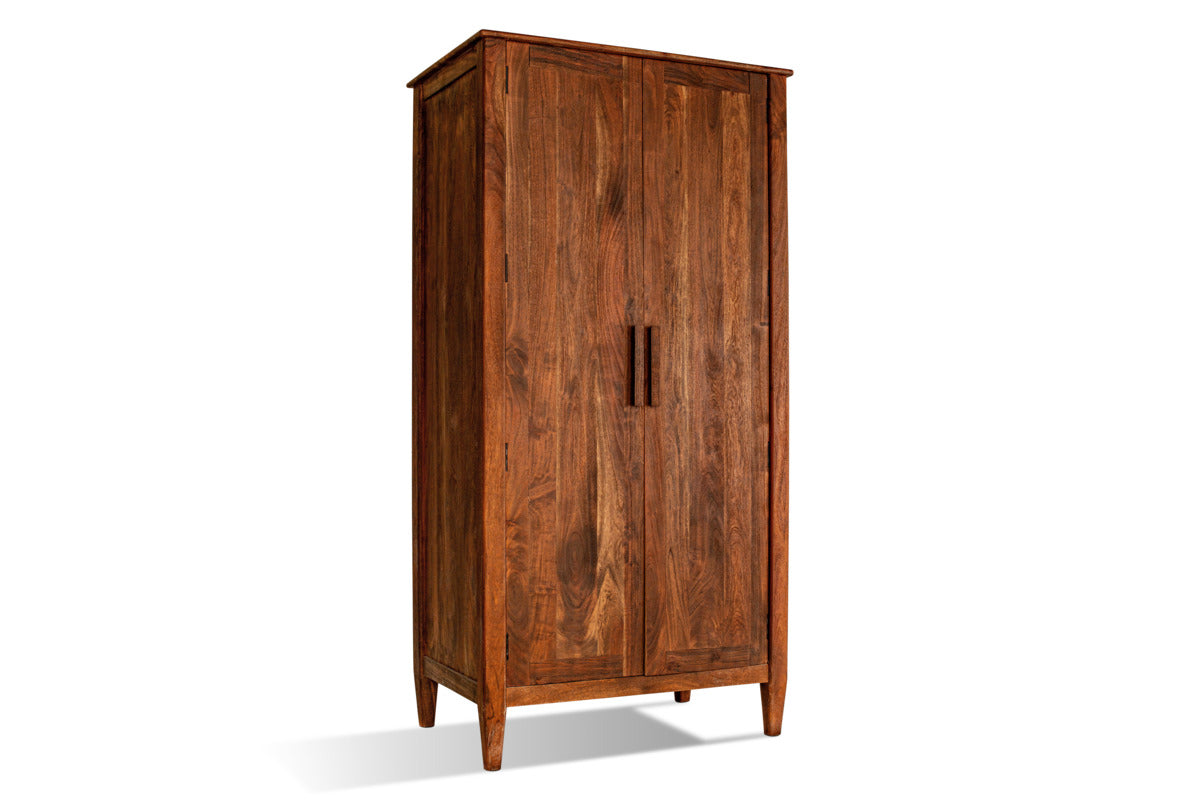 Anbu Acacia Wardrobe - Washed Walnut-BEDROOM FURNITURE-Nkuku