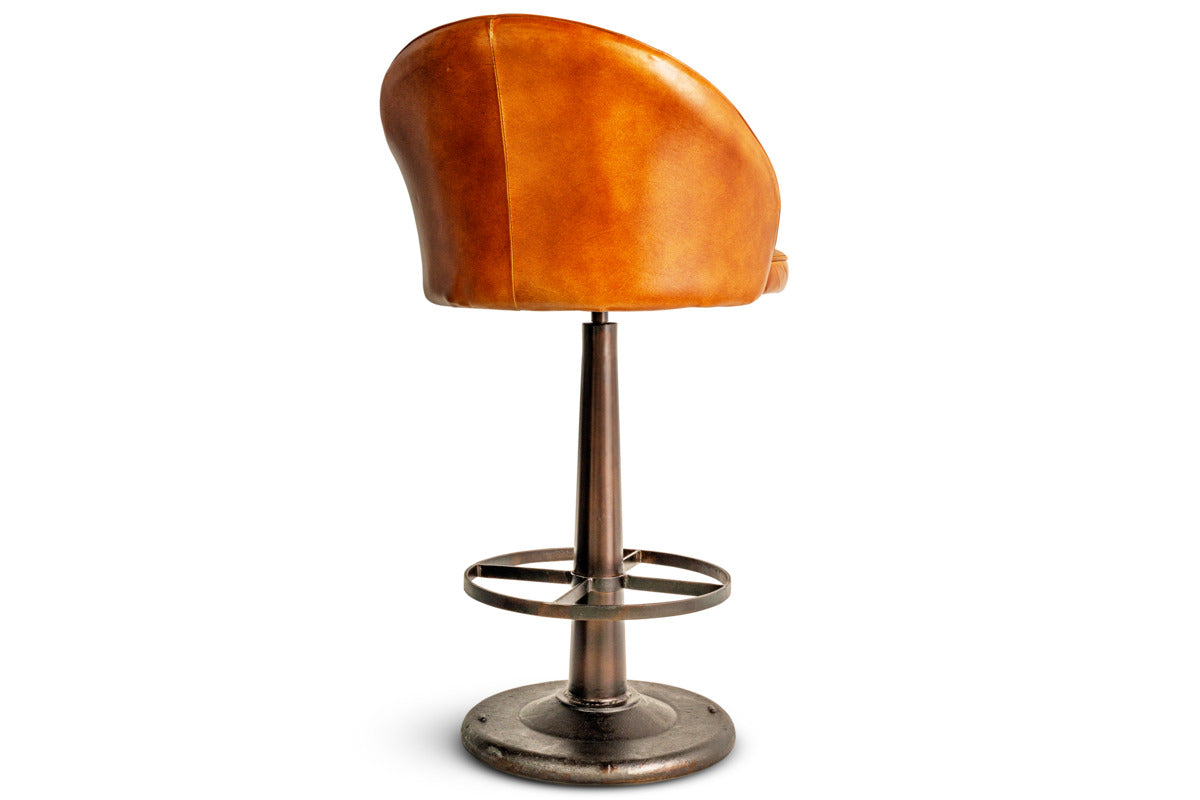 Lal Leather Swivel Counter Chair - Aged Tan-SEATING-Nkuku