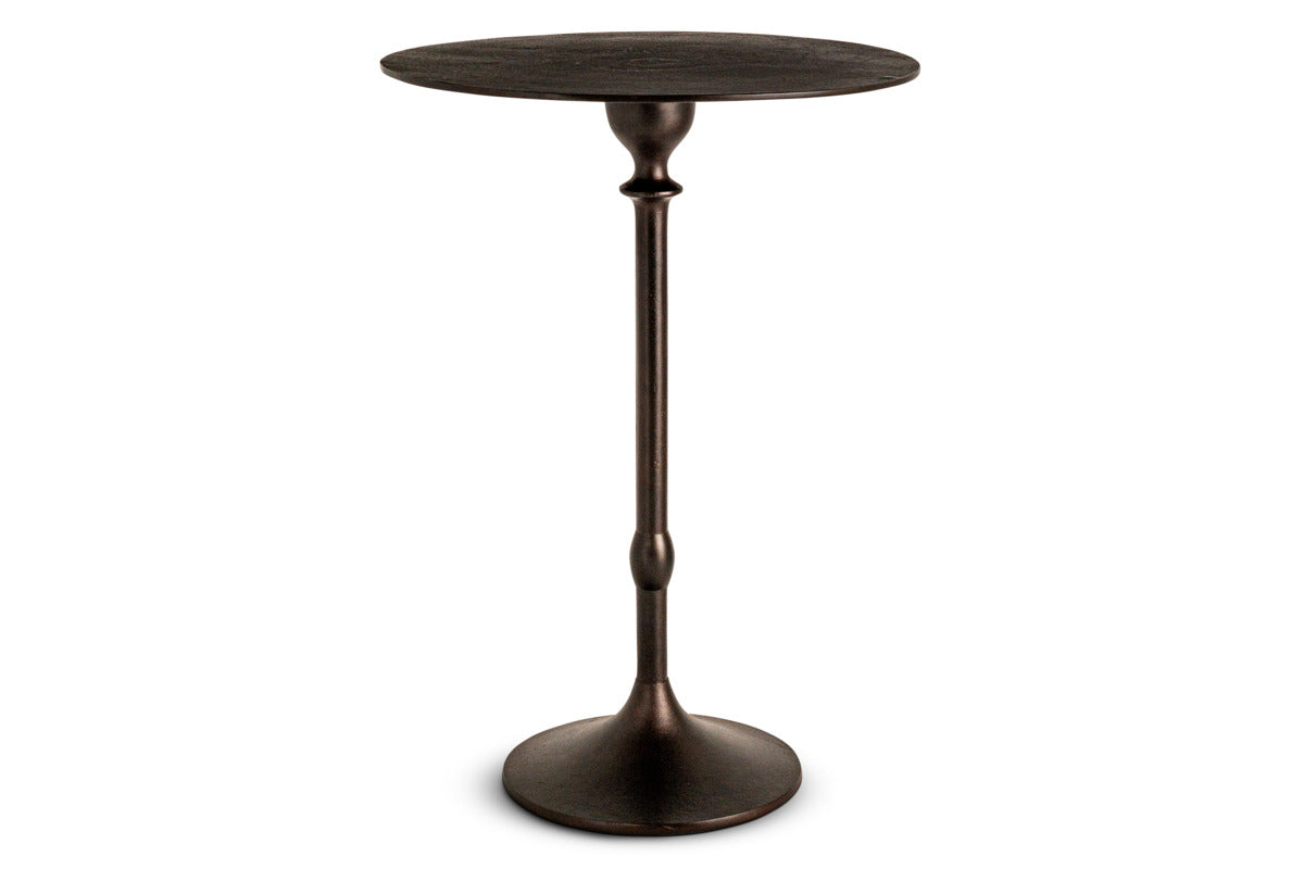 Lahar Cast Metal Tall Side Table - Aged Black-TABLES-Nkuku