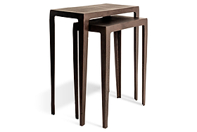 Jagan Cast Metal Nesting Side Tables - Aged Black - (Set of 2)-TABLES-Nkuku