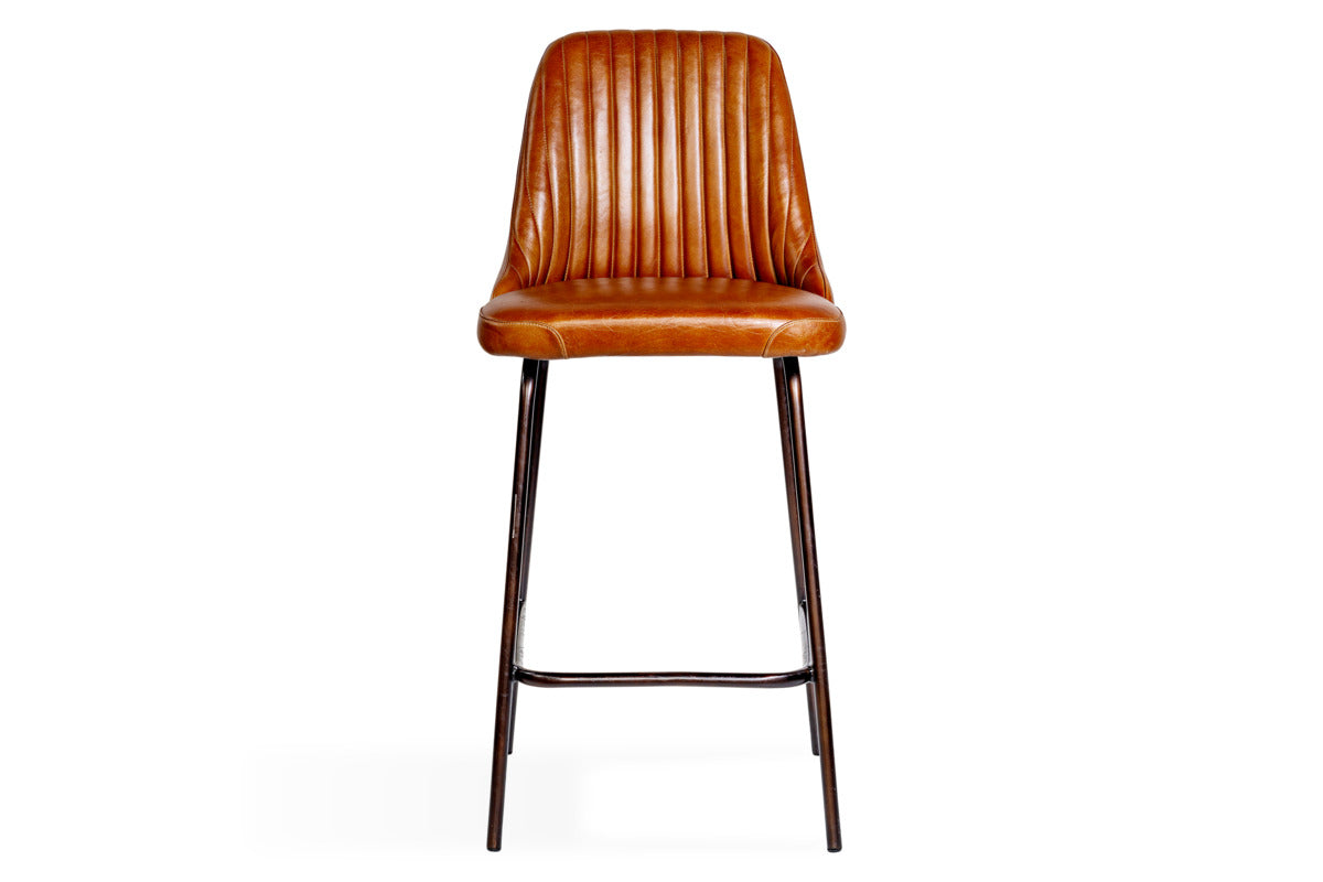 Harsha Leather Counter Chair - Aged Tan-SEATING-Nkuku