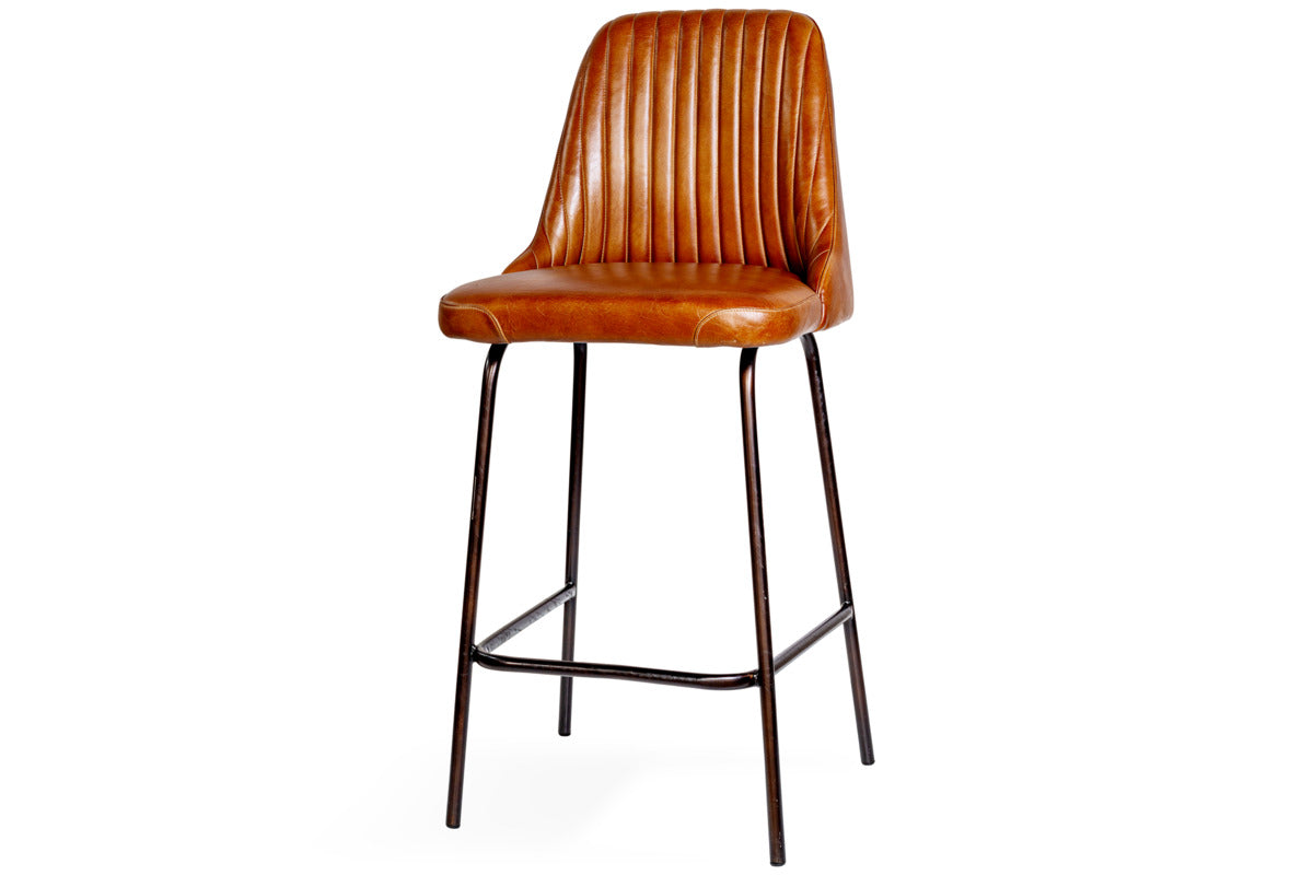 Harsha Leather Counter Chair - Aged Tan-SEATING-Nkuku