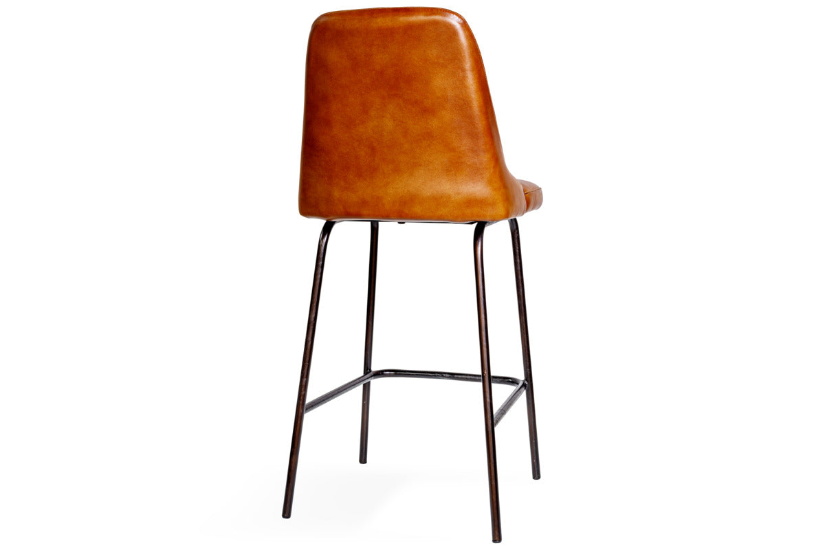 Harsha Leather Counter Chair - Aged Tan-SEATING-Nkuku