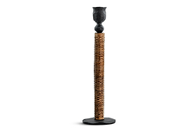 Musika Woven Candle Stick - Black & Natural-CANDLES HOLDERS & LANTERNS-Nkuku