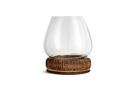 Ika Mango Wood & Recycled Glass Lantern - Natural & Clear-CANDLES HOLDERS & LANTERNS-Nkuku
