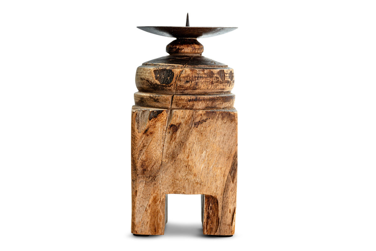 Rana Reclaimed Candle Holder - Reclaimed Wood & Iron-CANDLES HOLDERS & LANTERNS-Nkuku