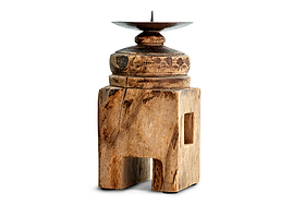 Rana Reclaimed Candle Holder - Reclaimed Wood & Iron-CANDLES HOLDERS & LANTERNS-Nkuku