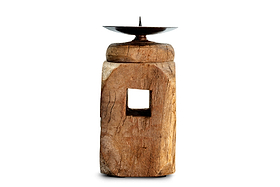 Rana Reclaimed Candle Holder - Reclaimed Wood & Iron-CANDLES HOLDERS & LANTERNS-Nkuku