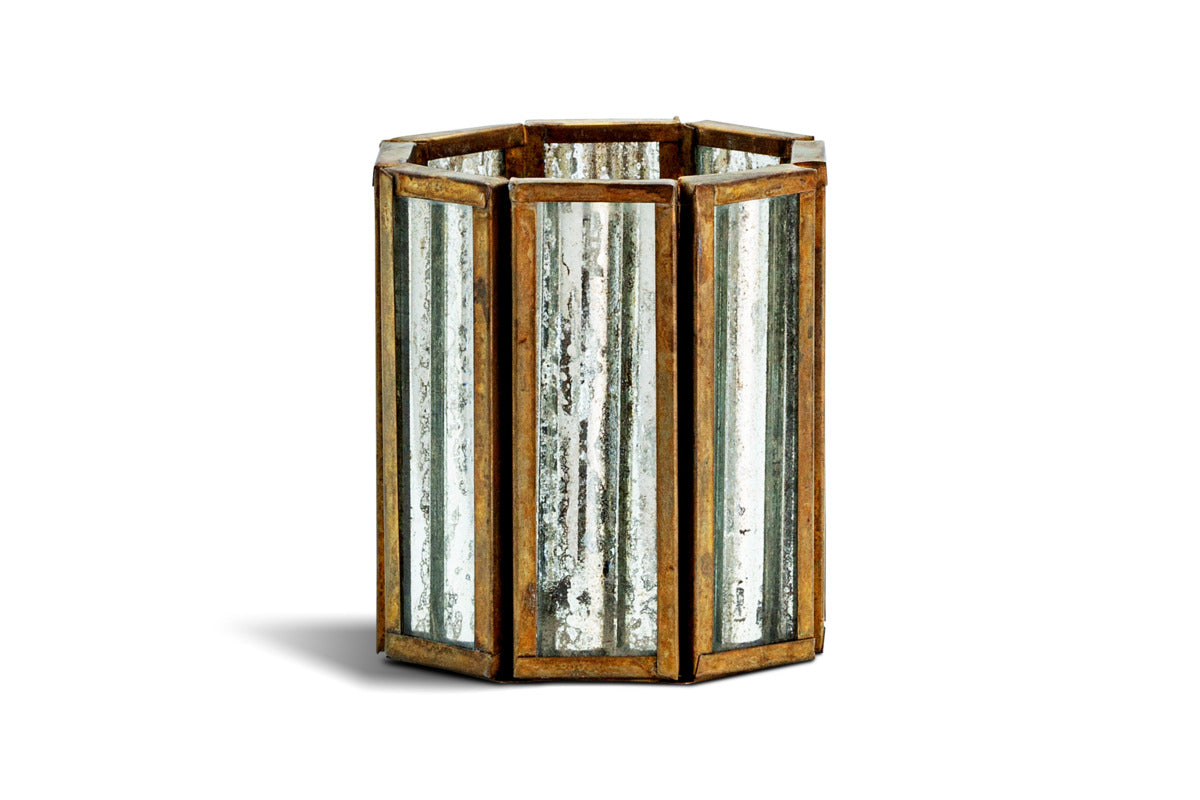 Tyma Tealight Holder - Brass-CANDLES HOLDERS & LANTERNS-Nkuku