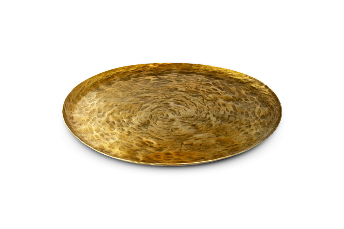 Oorja Round Tray - Brass-DECORATIVE ACCESSORIES-Nkuku