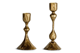 Aarya Candle Stick - Brass - (Set of 2)-CANDLES HOLDERS & LANTERNS-Nkuku