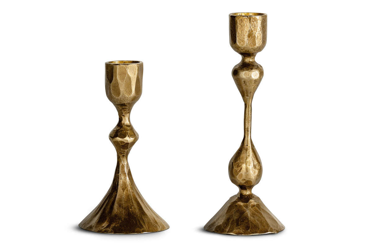Aarya Candle Stick - Brass - (Set of 2)-CANDLES HOLDERS & LANTERNS-Nkuku