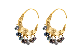 Parahu Grey Pearl Earrings - Gold-GIFTING-Nkuku