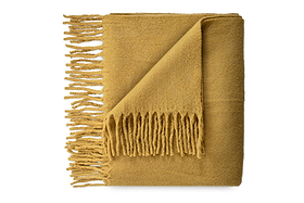 Velatu Fringed Merino Wool Throw - Ochre-TEXTILES-Nkuku