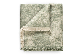 Kambali Distressed Wool Jacquard Throw - Moss-TEXTILES-Nkuku