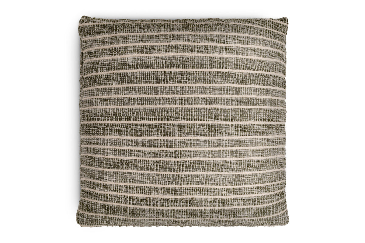 Tudo Handwoven Merino Cushion Cover - Moss & Natural - 65 x 65cm-TEXTILES-Nkuku