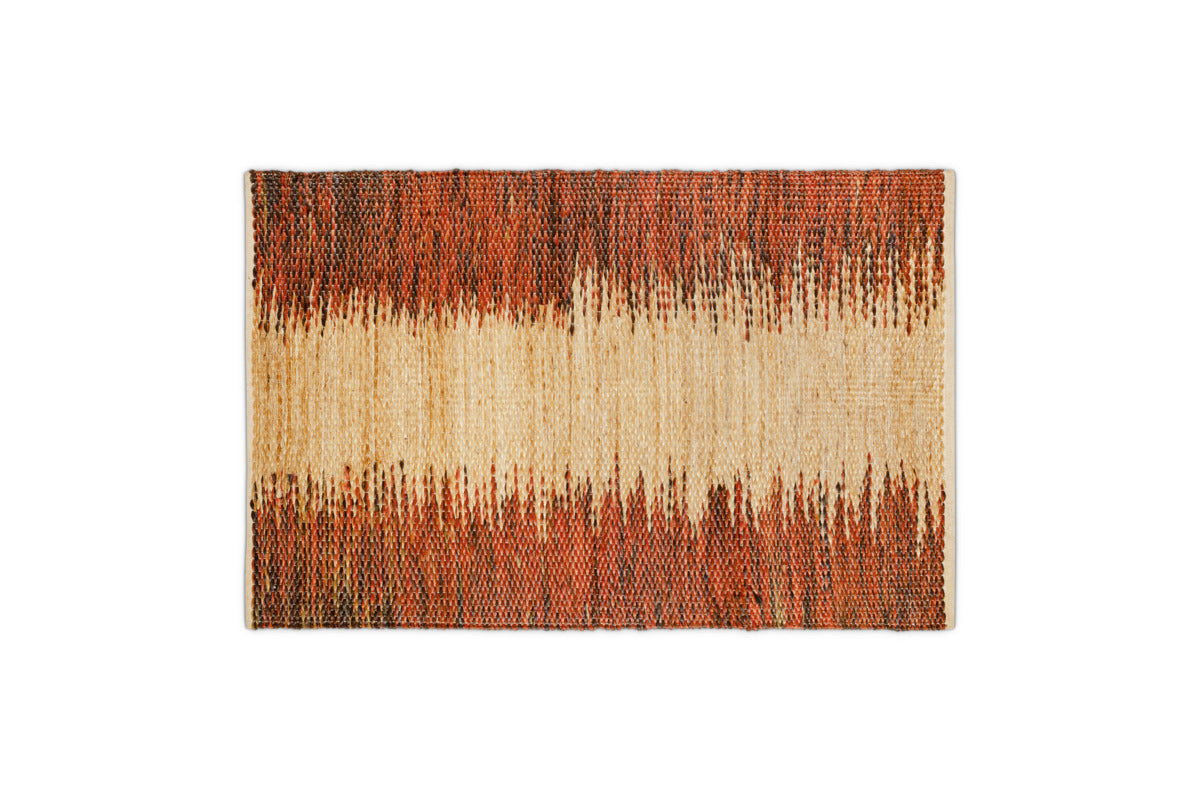 Kekere Jute & Cotton Rug - Natural & Rust - 150 x 240cm-RUGS-Nkuku