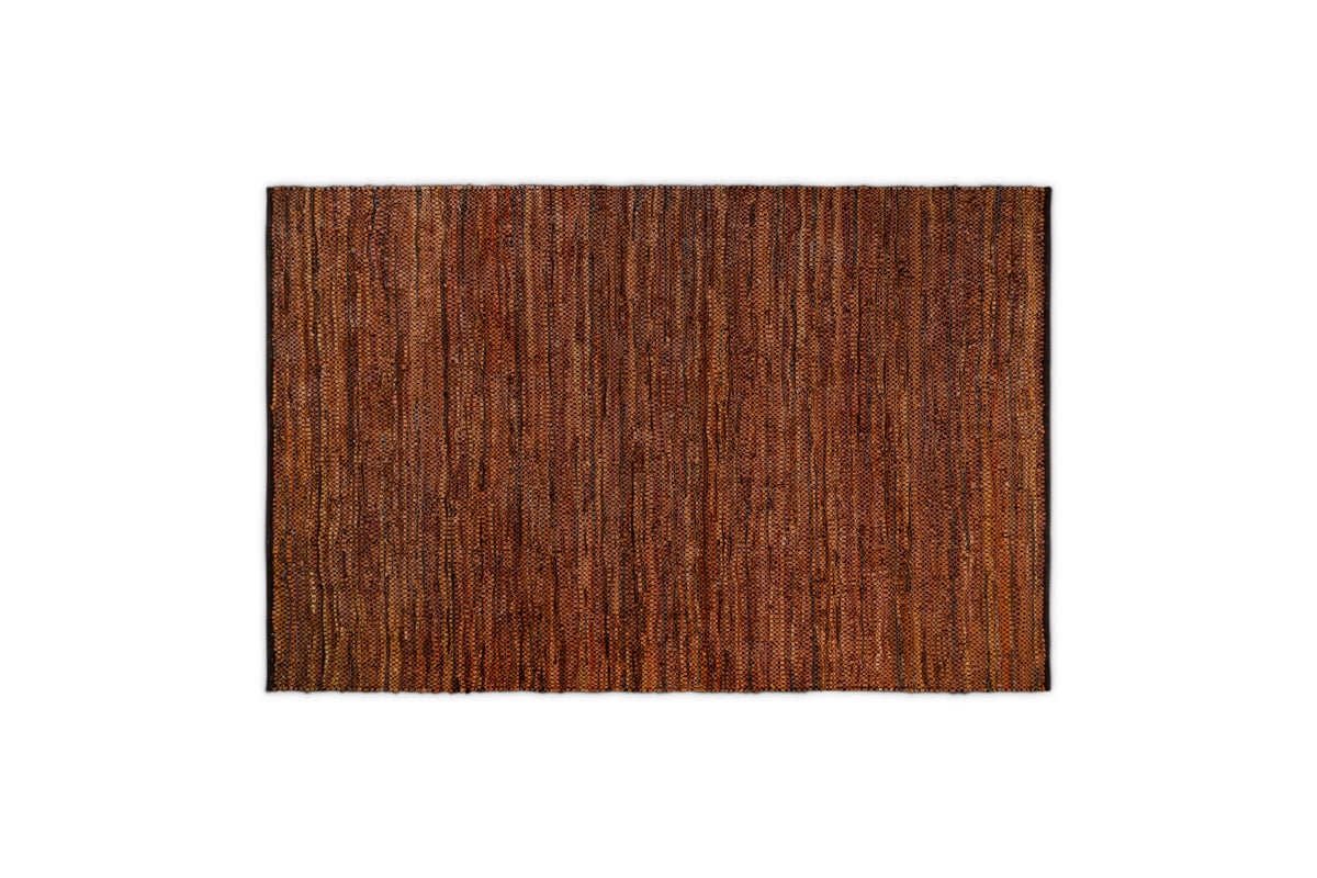 Ele Handwoven Recycled Leather Rug - Tan - 150 x 240cm-RUGS-Nkuku