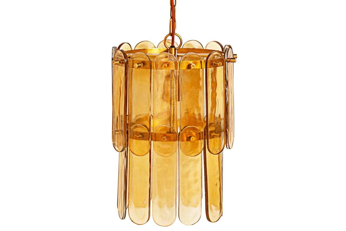 Itan Recycled Glass Tiered Pendant - Amber-LIGHTS-Nkuku