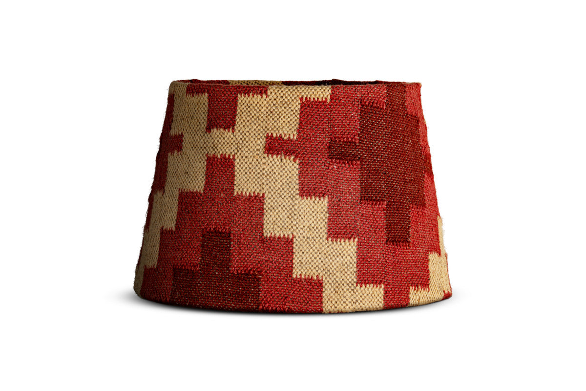 Haadu Jute Kilim Lampshade - Rust & Natural - Large-SHADES-Nkuku