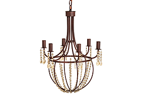 Naavia Rustic Iron & Crystal Chandelier - Rust-LIGHTS-Nkuku