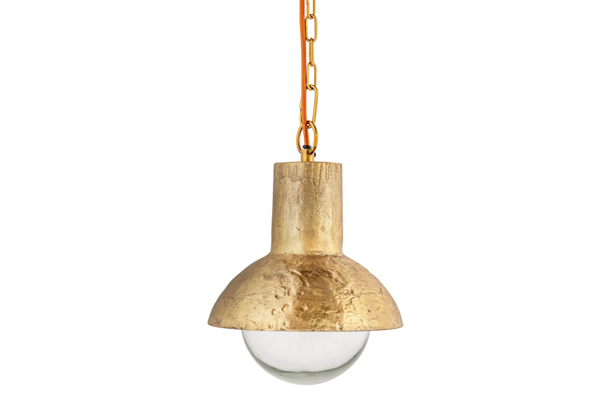 Sakti Brass & Recycled Glass Pendant - Clear-LIGHTS-Nkuku