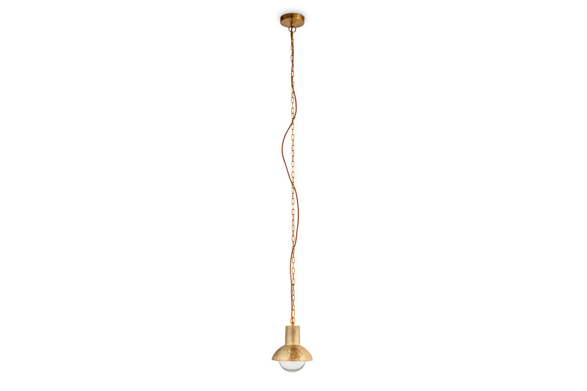 Sakti Brass & Recycled Glass Pendant - Clear-LIGHTS-Nkuku