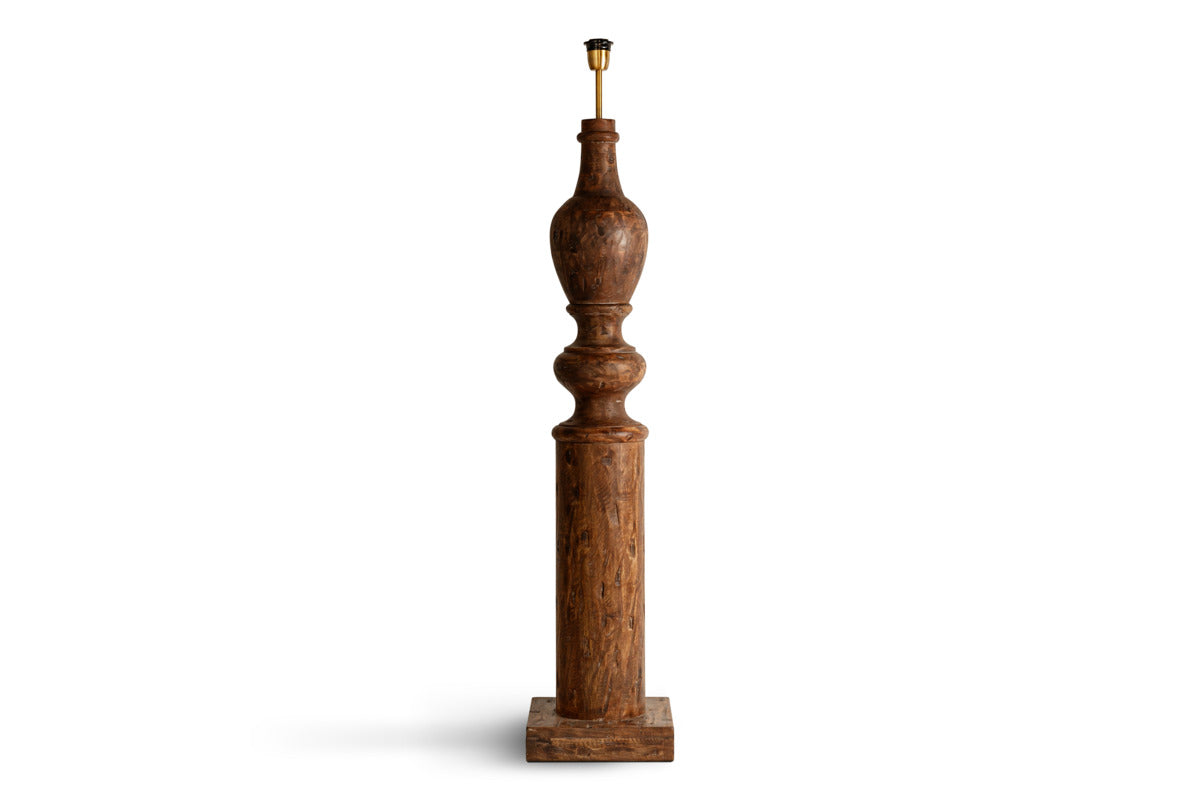 Naya Carved Wood Floor Lamp - Chocolate Brown-LAMPS-Nkuku