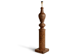 Naya Carved Wood Floor Lamp - Chocolate Brown-LAMPS-Nkuku