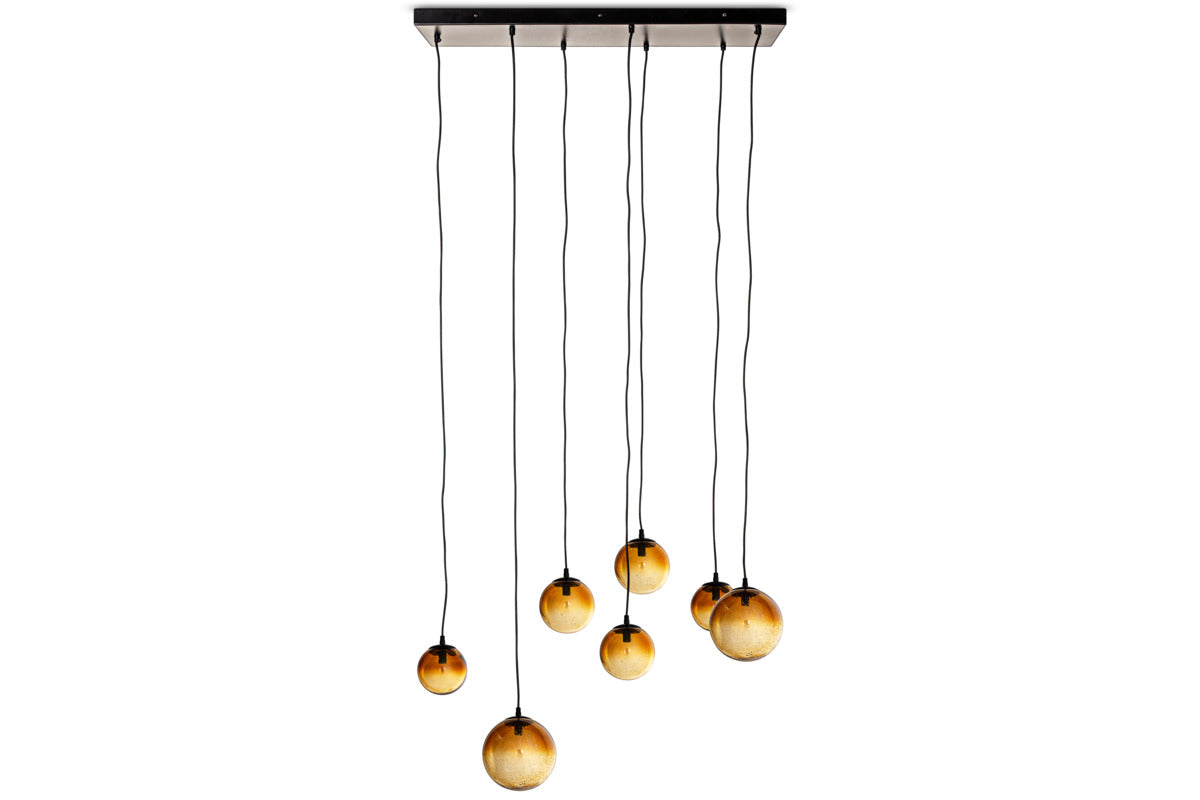 Jerami Recycled Glass Linear Statement Chandelier - Caramel-LIGHTS-Nkuku