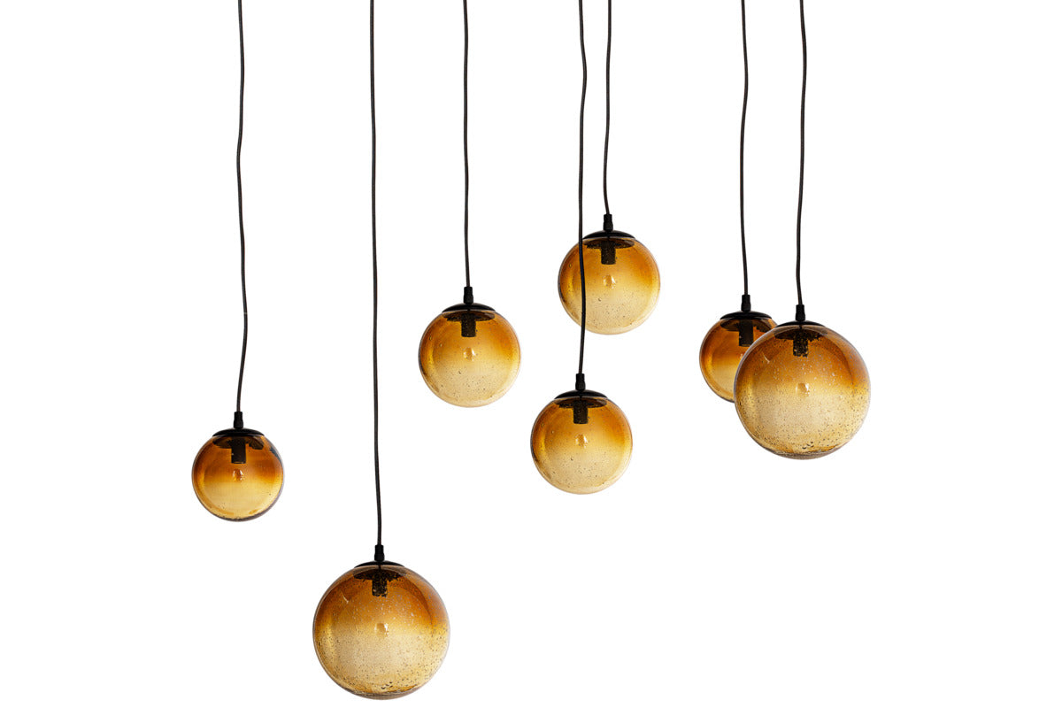 Jerami Recycled Glass Linear Statement Chandelier - Caramel-LIGHTS-Nkuku