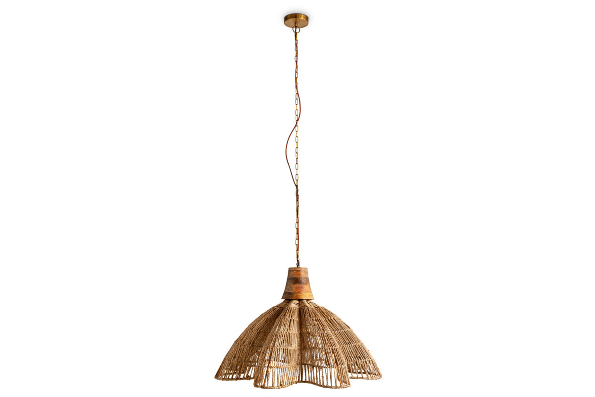 Tudai Woven Jute Pendant - Natural-LIGHTS-Nkuku