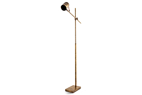 Thenkara Directional Floor Lamp - Antique Brass-LAMPS-Nkuku