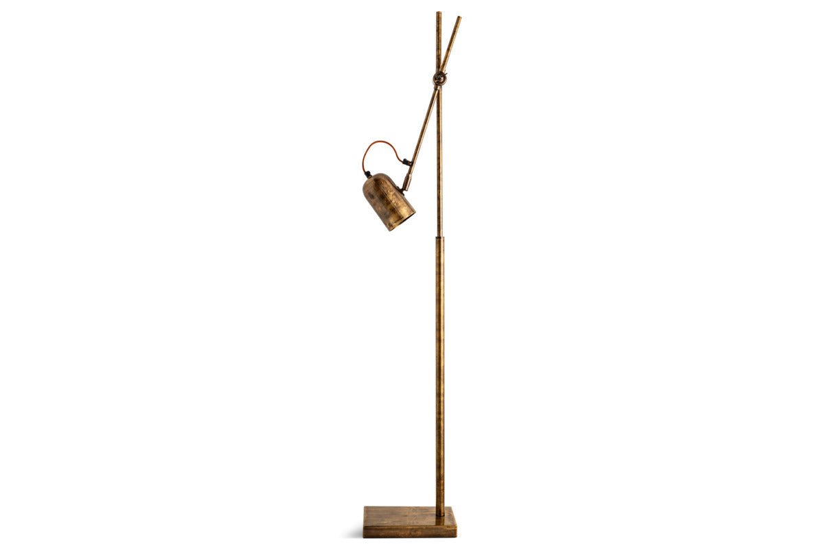 Thenkara Directional Floor Lamp - Antique Brass-LAMPS-Nkuku