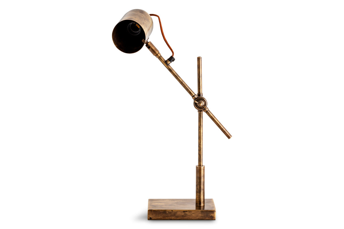 Thenkara Directional Desk Lamp - Antique Brass-LAMPS-Nkuku