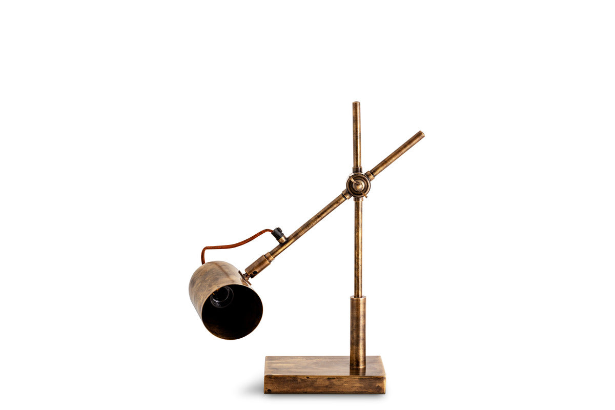 Thenkara Directional Desk Lamp - Antique Brass-LAMPS-Nkuku