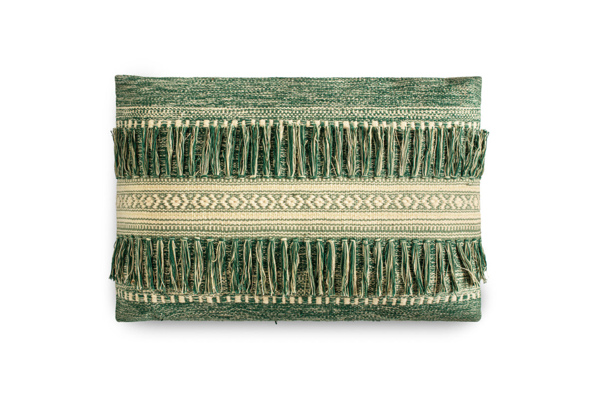 Padal Woven Cushion Cover - Green-TEXTILES-Nkuku