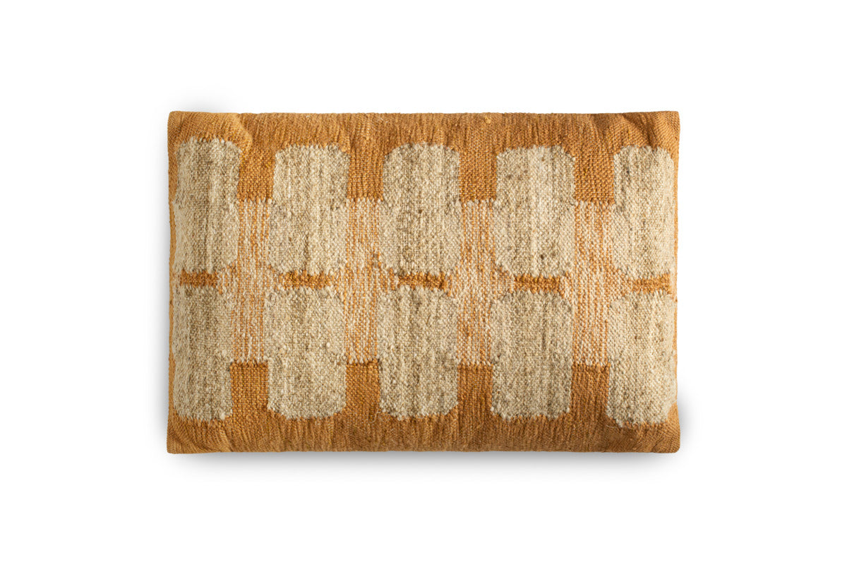 Akki Wool & Cotton Cushion Cover - Ochre-TEXTILES-Nkuku
