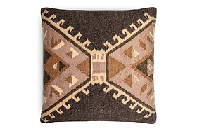 Shukhi Wool & Cotton Cushion Cover - Black & Brown - 50 x 50cm-TEXTILES-Nkuku