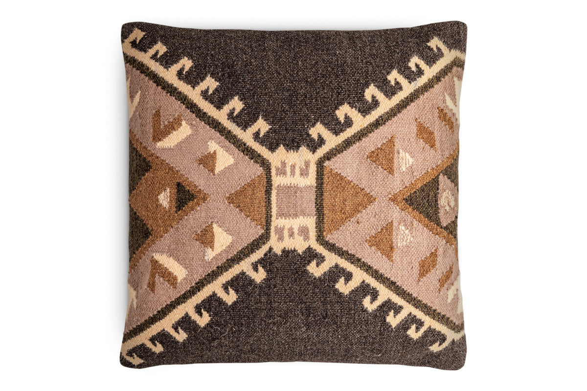 Shukhi Wool & Cotton Cushion Cover - Black & Brown - 50 x 50cm-TEXTILES-Nkuku