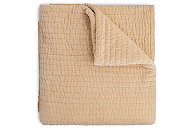 Nidra Velvet & Linen Bed Quilt - Natural - 220 x 240cm-TEXTILES-Nkuku