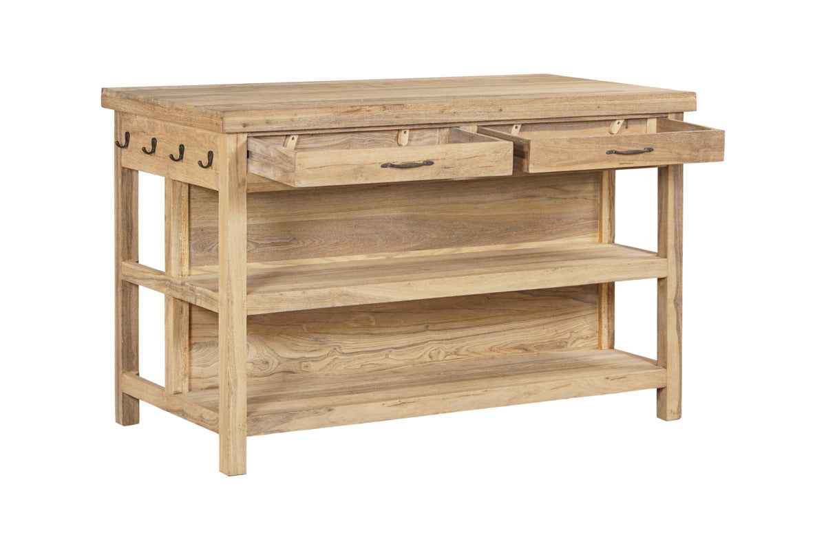 Tivu Reclaimed Wood Kitchen Island - Natural-STORAGE FURNITURE-Nkuku