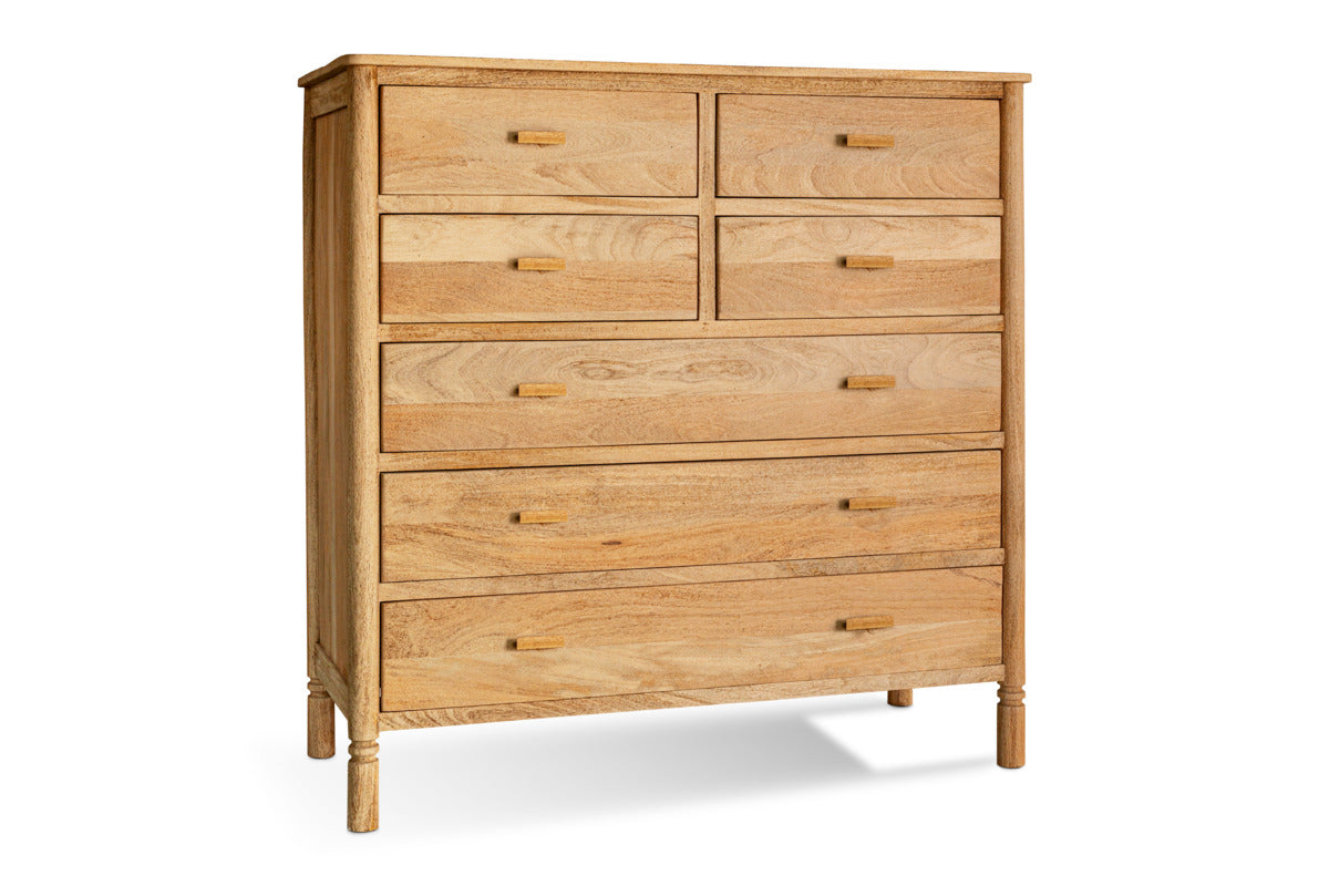 Sri Mango Wood Chest of Drawers - Natural-BEDROOM FURNITURE-Nkuku
