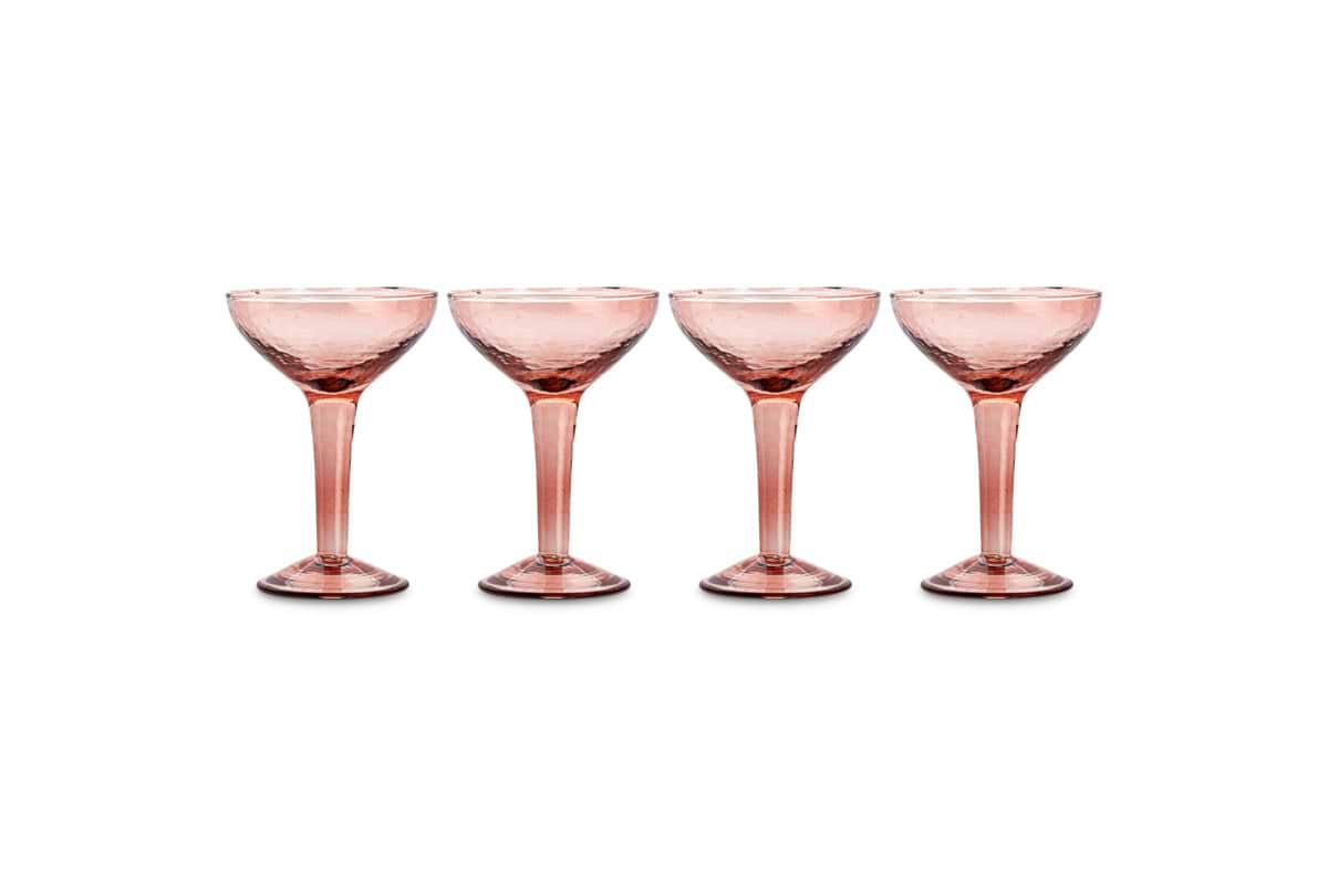 Yala Hammered Champagne Coupe - Dusty Terracotta - (Set of 4)