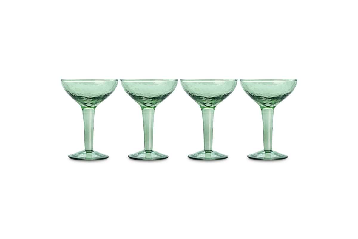 Yala Hammered Champagne Coupe - Sage Green - (Set of 4)