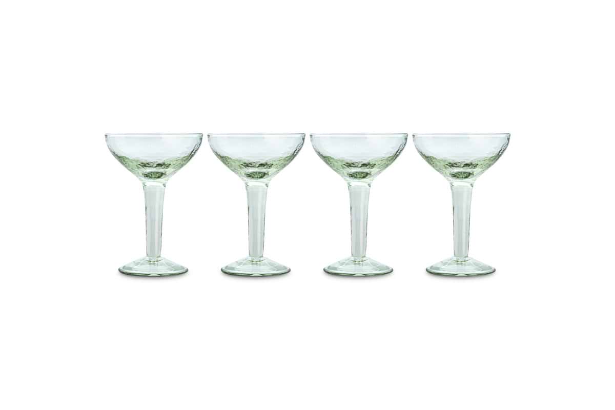 Yala Hammered Champagne Coupe (Set of 4)-GLASSWARE-Nkuku